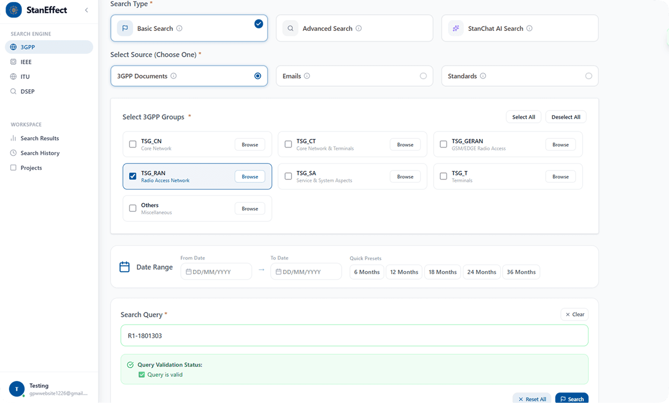 Basic Search in the StanEffect platform