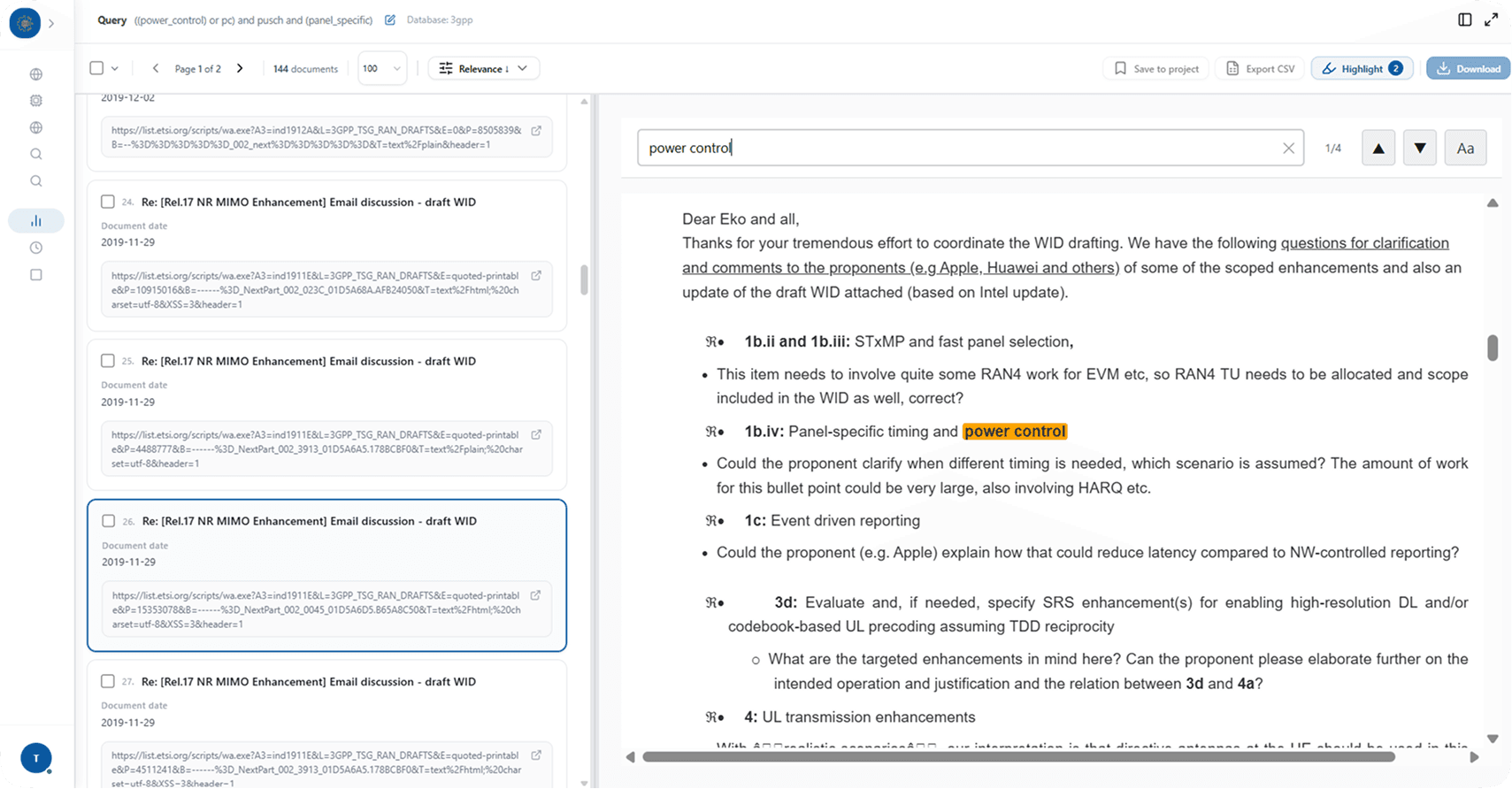 Structured email search and document inspection